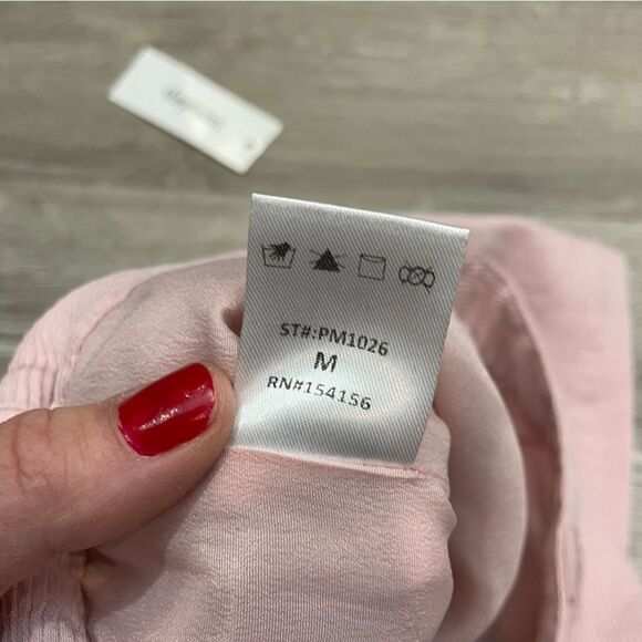 All: Row Pastel Pink Bermuda Shorts Ribbed Print Wide Leg High Waist - Picture 7 of 8